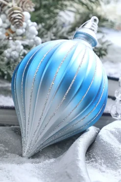 6” Blue & Silver Drop Ornament