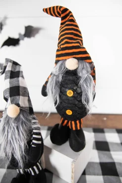 16” B/O Lighted Fabric Standing Halloween Gnome