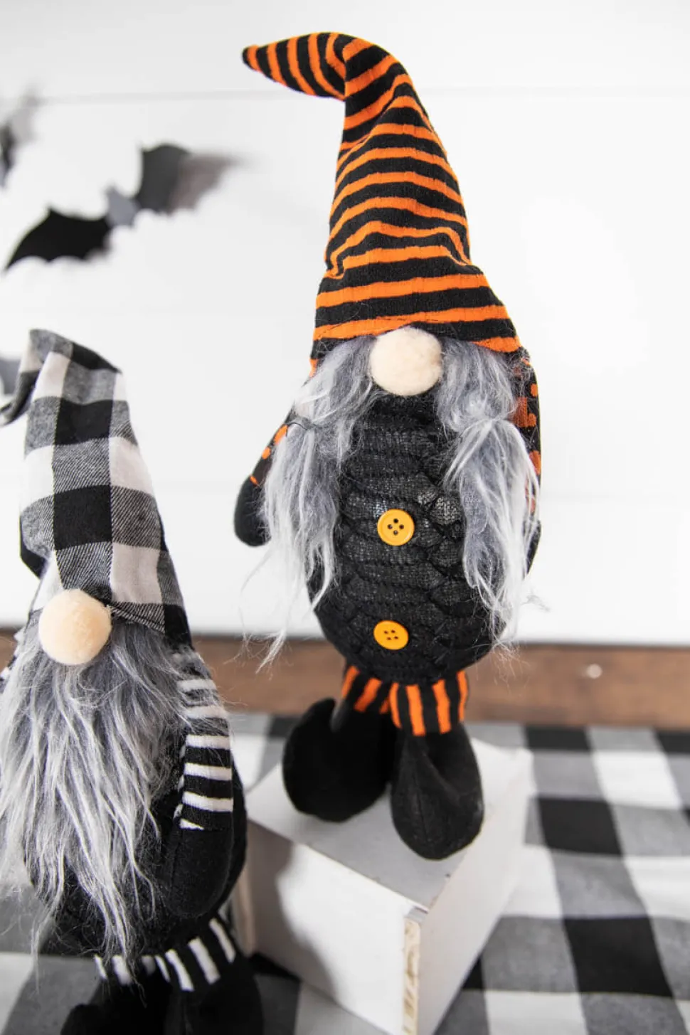 16” B/O Lighted Fabric Standing Halloween Gnome