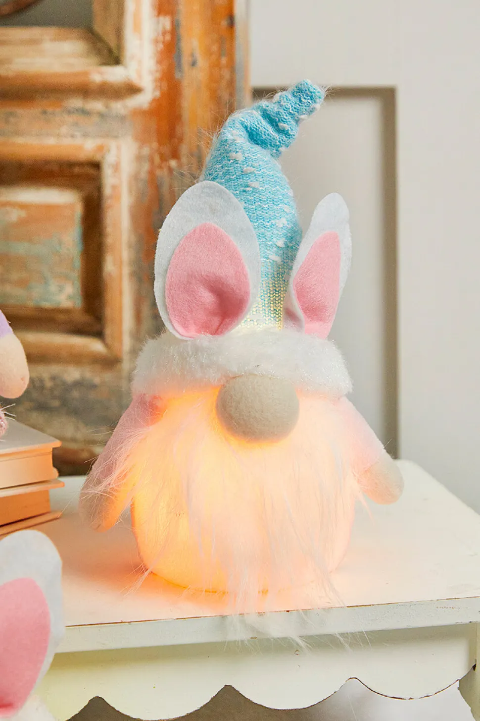 10.2” B/O Lighted Plush Easter Bunny Gnome Figurine