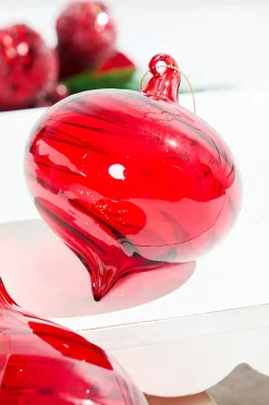 5"-6" Bright Red Glass Ornament