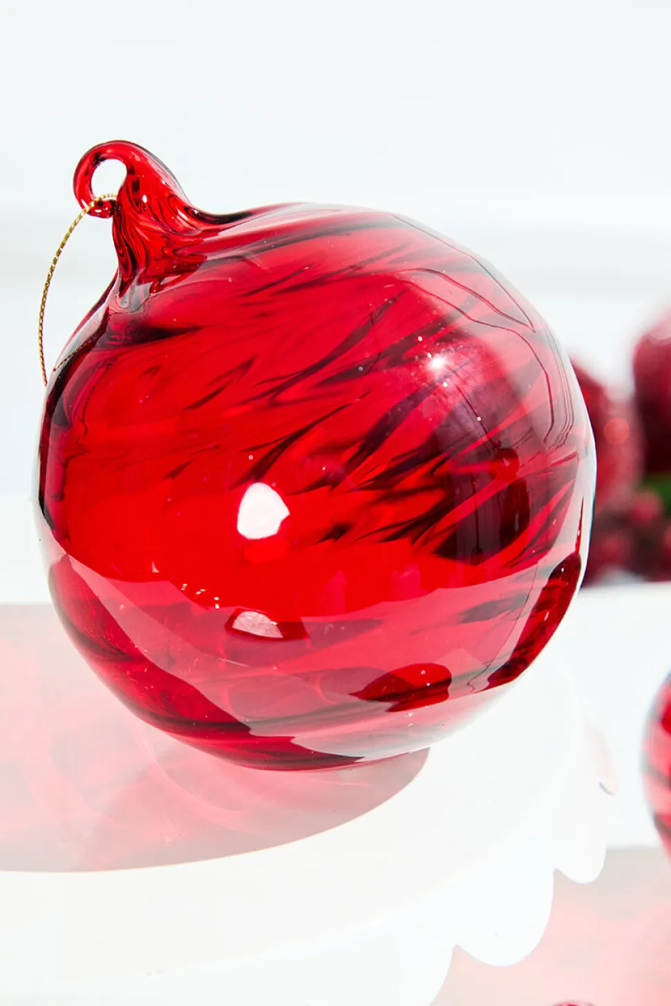 5"-6" Bright Red Glass Ornament