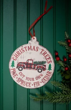Buffalo Check Metal Holiday Design Christmas Ornaments