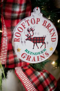 Buffalo Check Metal Holiday Design Christmas Ornaments