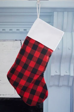 Buffalo Check Stocking with White Trim