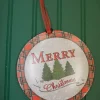 6.6” Buffalo Plaid Metal Christmas Ornaments