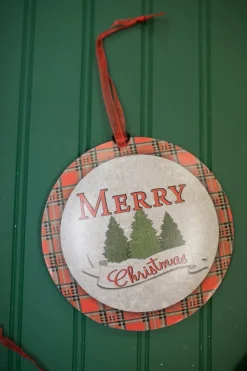 6.6” Buffalo Plaid Metal Christmas Ornaments
