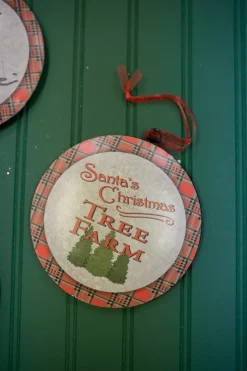 6.6” Buffalo Plaid Metal Christmas Ornaments