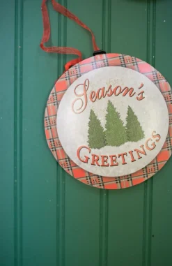 6.6” Buffalo Plaid Metal Christmas Ornaments