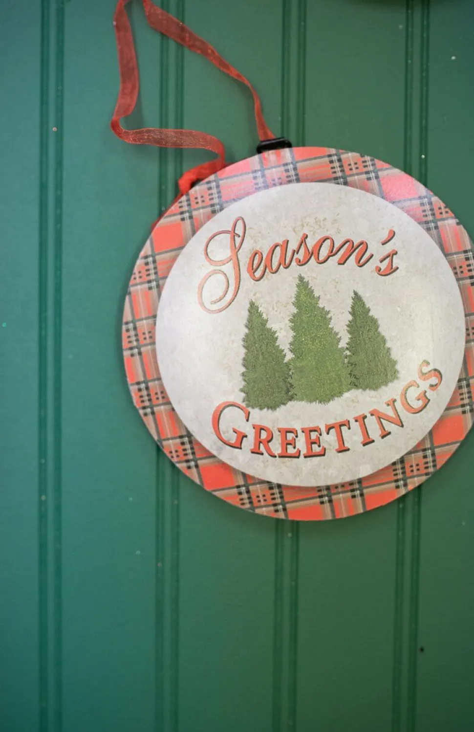 6.6” Buffalo Plaid Metal Christmas Ornaments