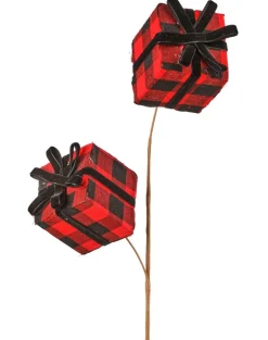 24” Buffalo Plaid Package with Bow Spray