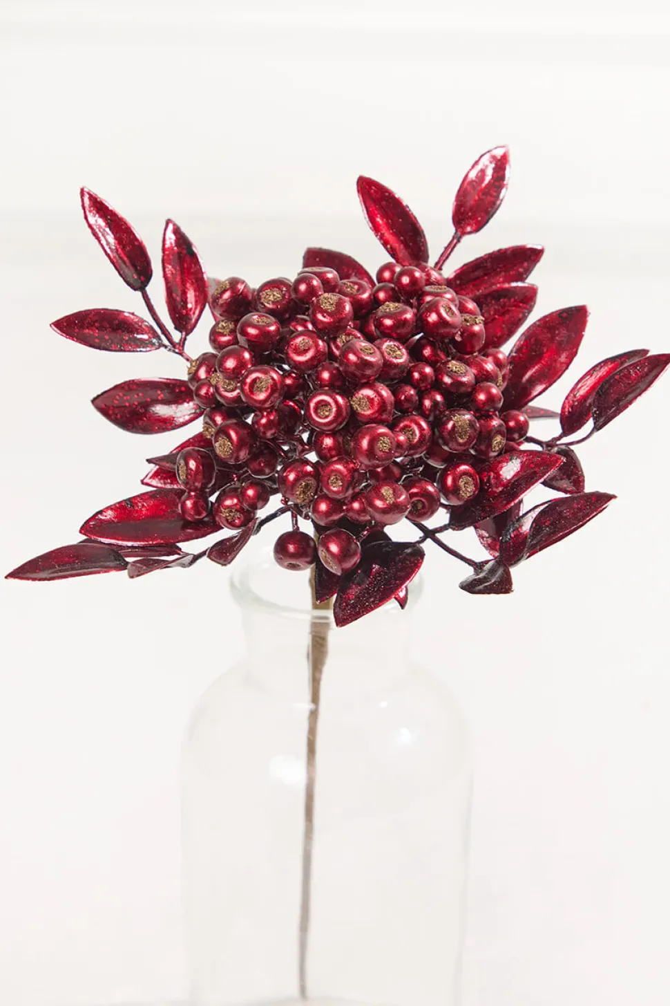 14" Burgundy Berry Bunch Metallic Stem
