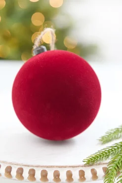 4" Burgundy Flocked Ball Ornament