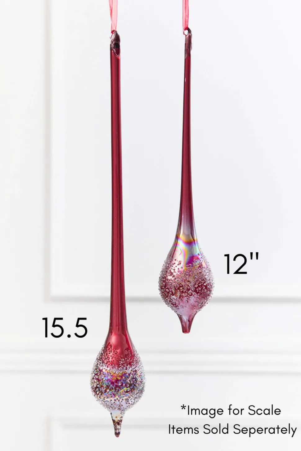 15.5" Burgundy Glass Drop Ornament