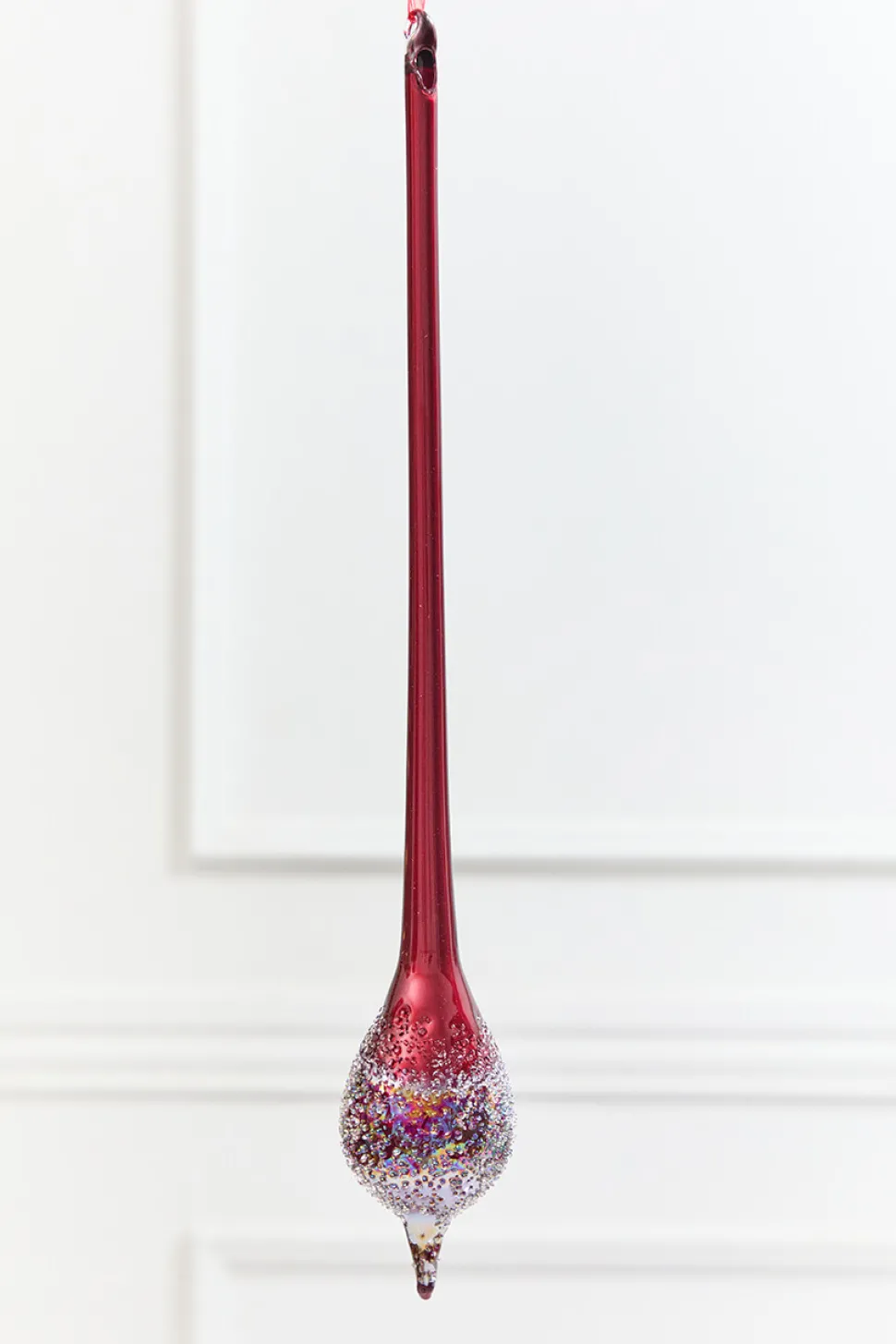 15.5" Burgundy Glass Drop Ornament