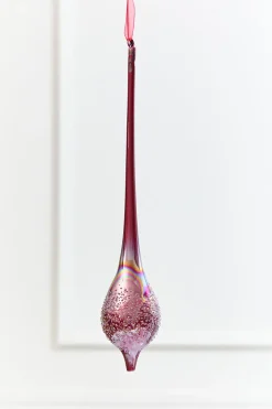 12" Burgundy Glass Drop Ornament