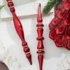 12" Burgundy Glass with Jewel Band Icicle Ornament