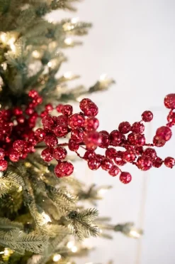 22" Burgundy Glitter Crabapple Spray