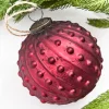 4" Burgundy Hobnail Glass Ball Ornament