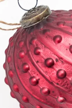 4" Burgundy Hobnail Glass Ball Ornament