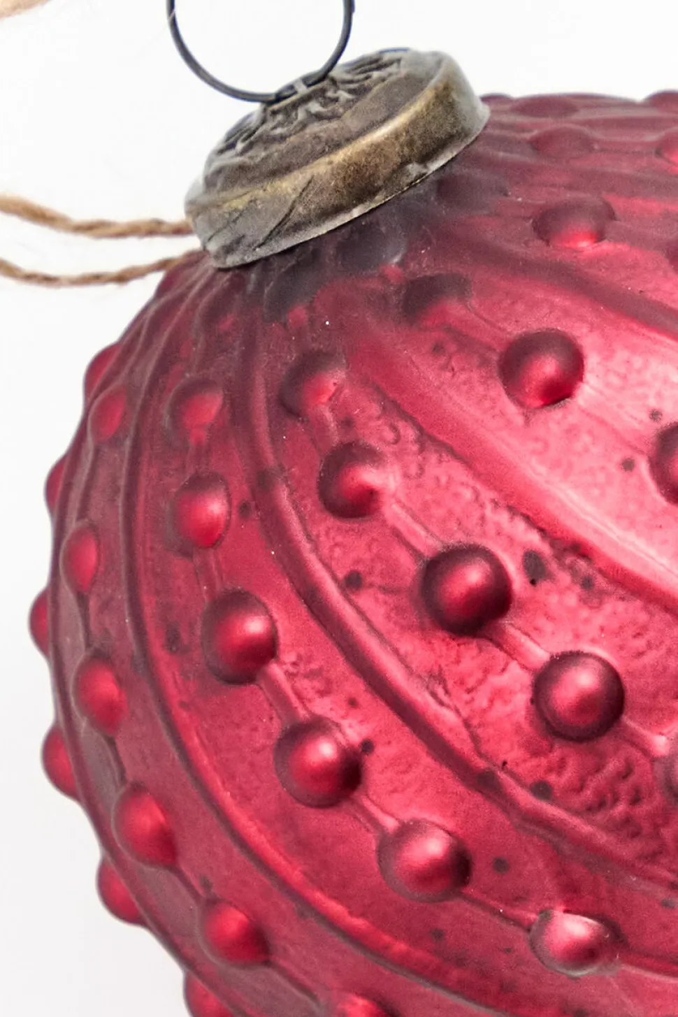4" Burgundy Hobnail Glass Ball Ornament