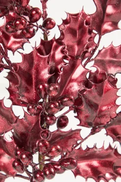 27" Burgundy Metallic Holly Berry Stem