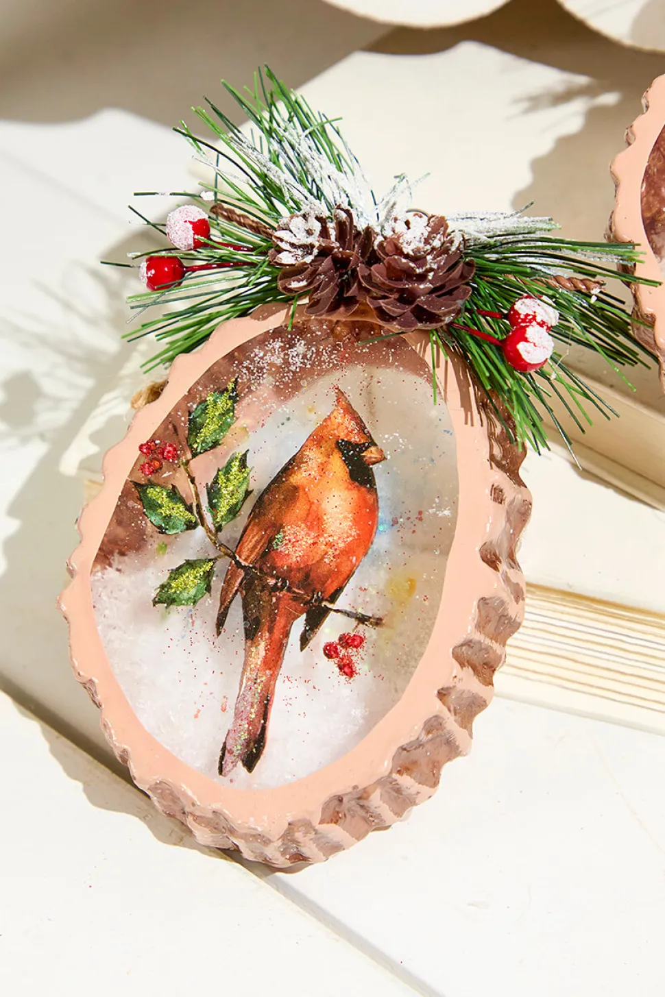 5" Cardinal Disc Glass Ornament