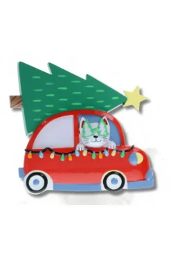 Cat In Christmas Car Personalizable Ornament