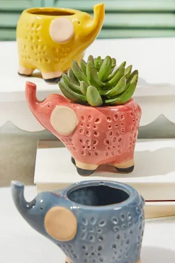 5" Ceramic Elephant Planter Set of 3