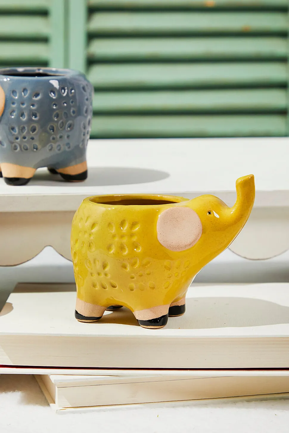 5" Ceramic Elephant Planter Set of 3