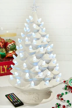 24" Ceramic Nostalgic RGB Tree - White