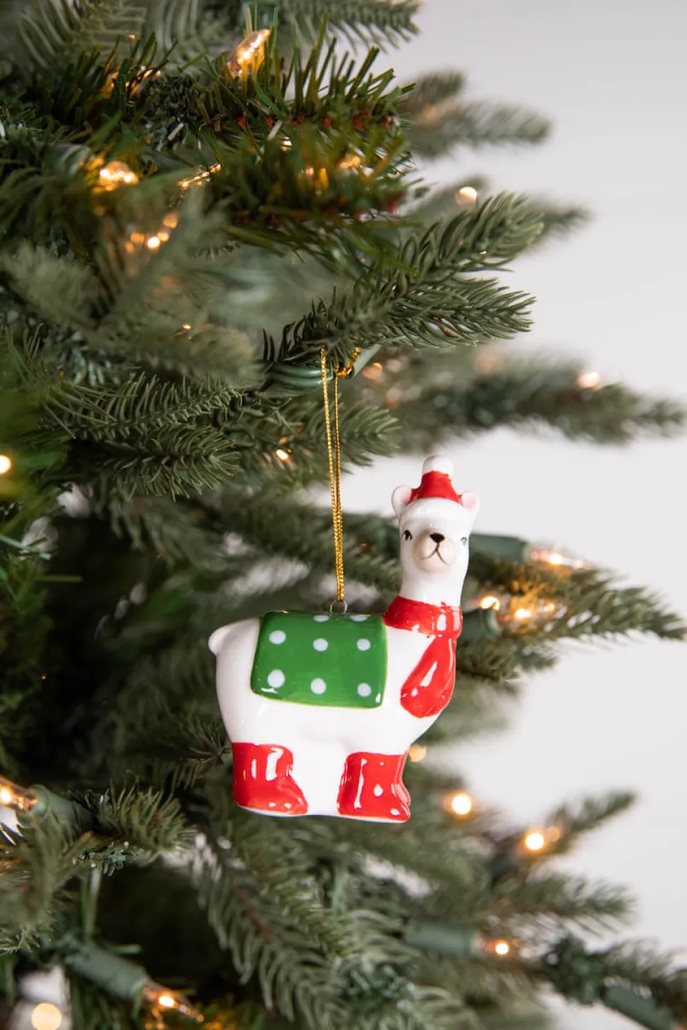 3.3” Ceramic Winter Llama Christmas Ornament
