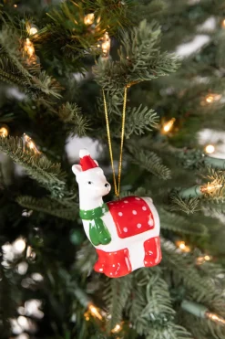 3.3” Ceramic Winter Llama Christmas Ornament