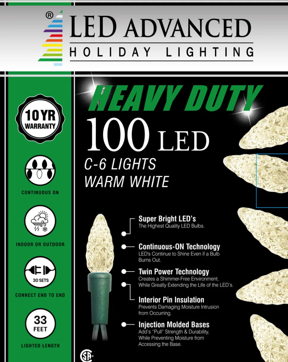 C6 Faceted 100 LED Light Set - Warm White