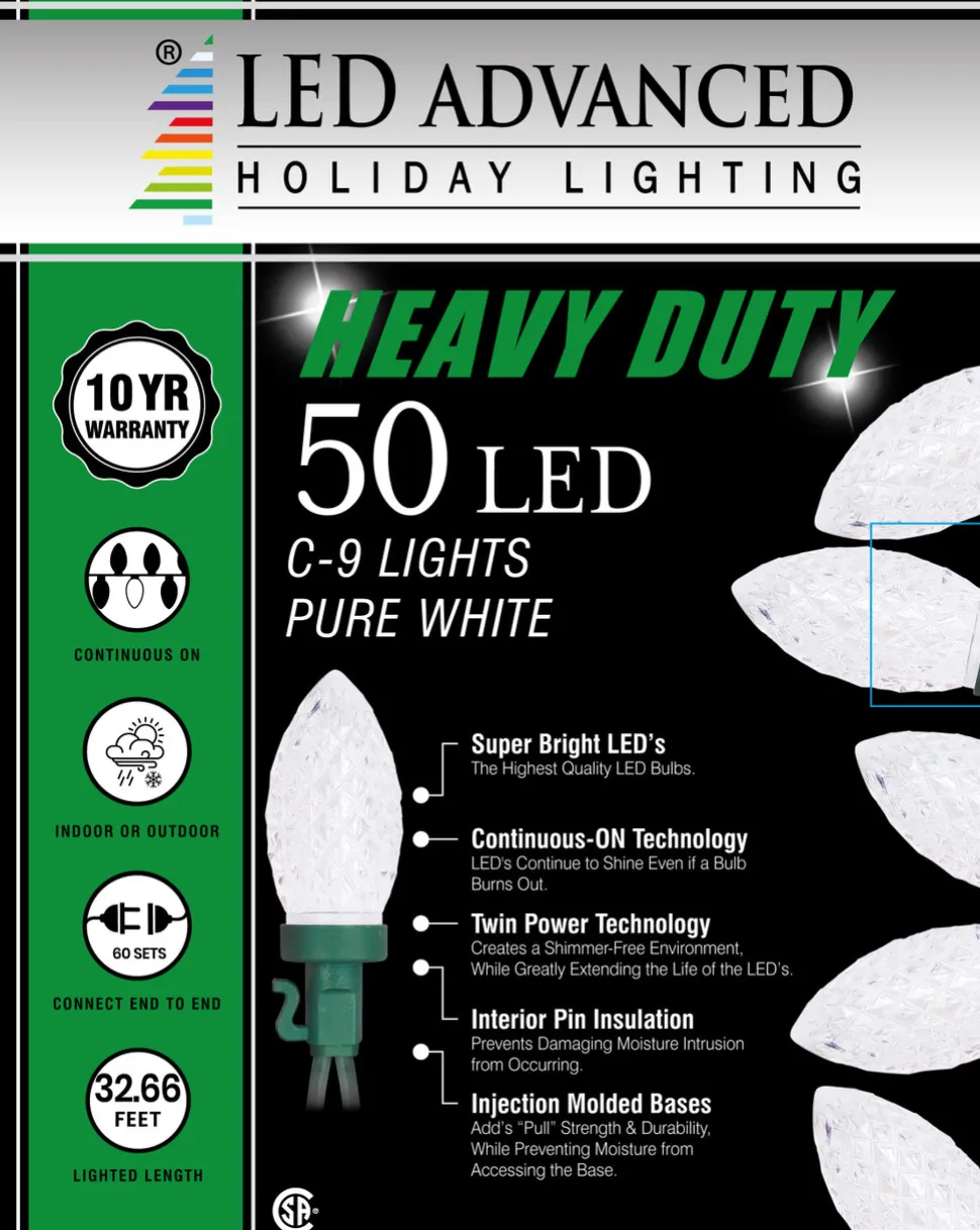 C9 Faceted Pure White 50 LED Light Set