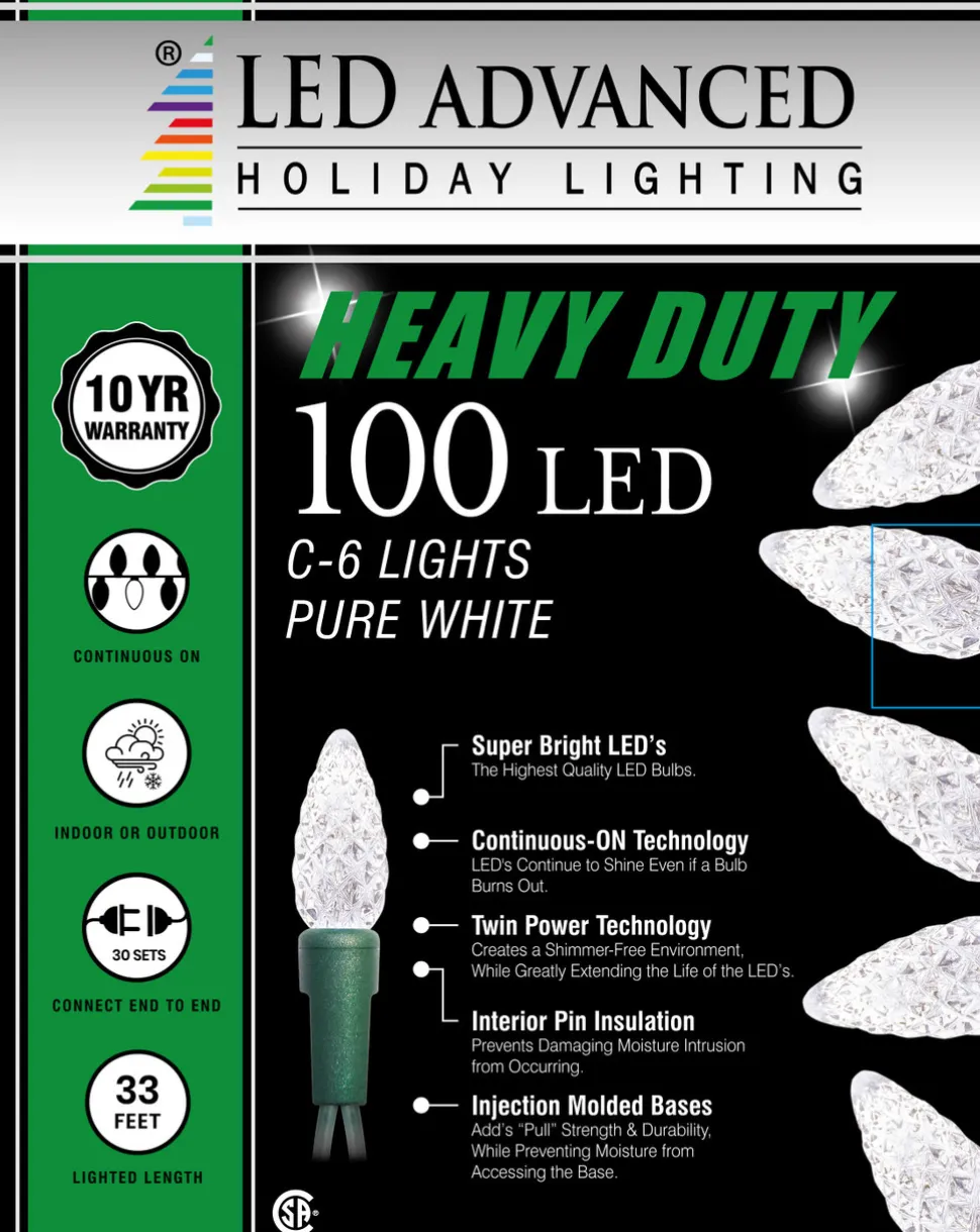 C6 Faceted Pure White 100 LED Light Set