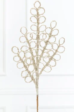 28" Champagne Beaded Glitter Loop Spray