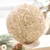 4" Champagne Glittered Iced Ball Ornament
