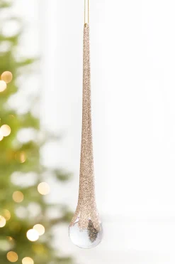 10" Champagne Glitter Icicle Ornament