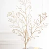 34" Champagne Glitter Lace Leaf Spray