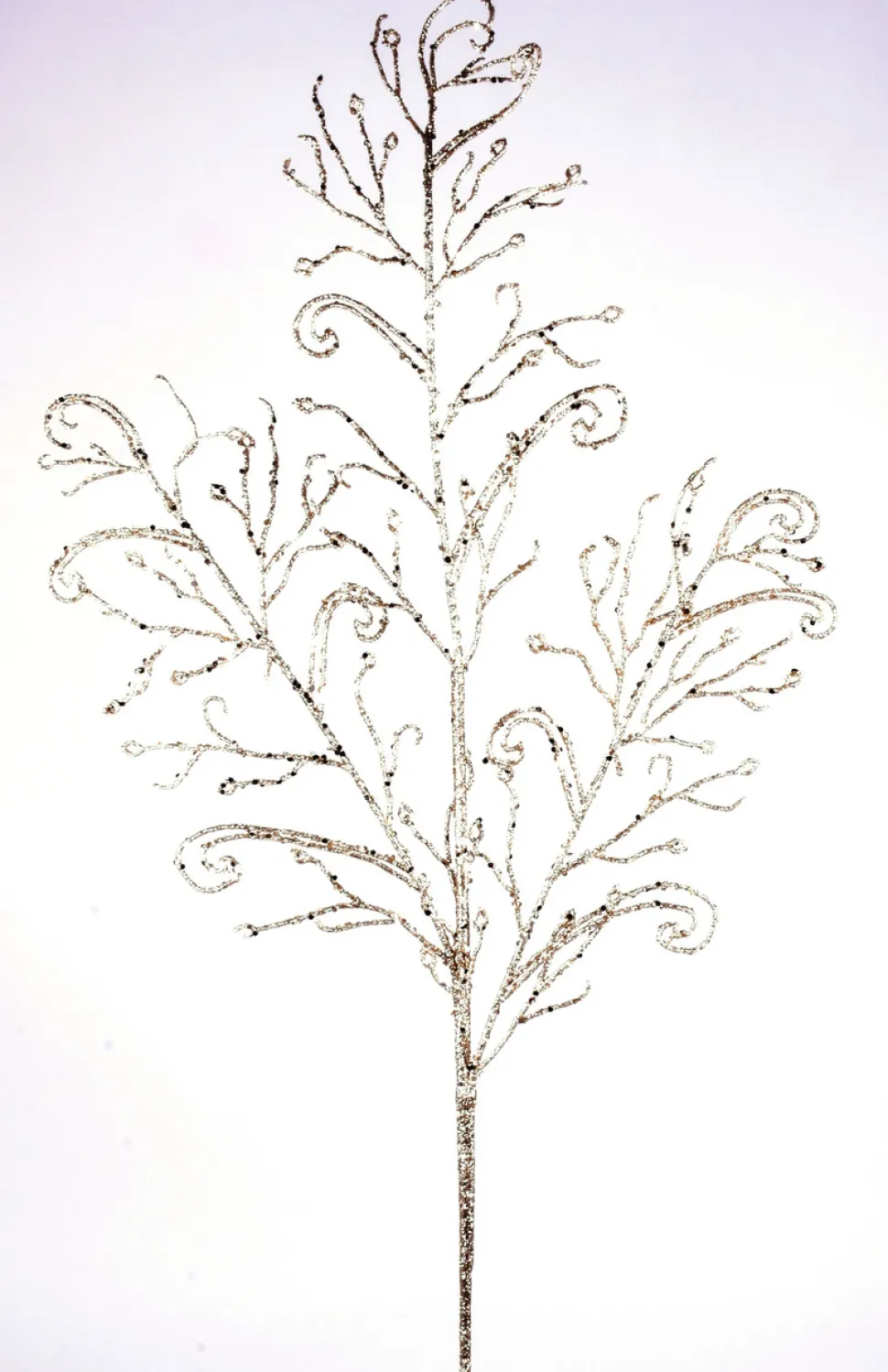34" Champagne Glitter Lace Leaf Spray