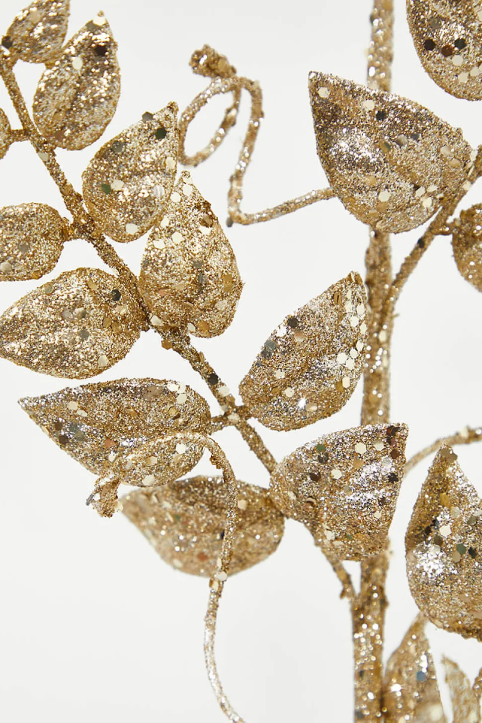 35” Champagne Glitter Leaf Spray