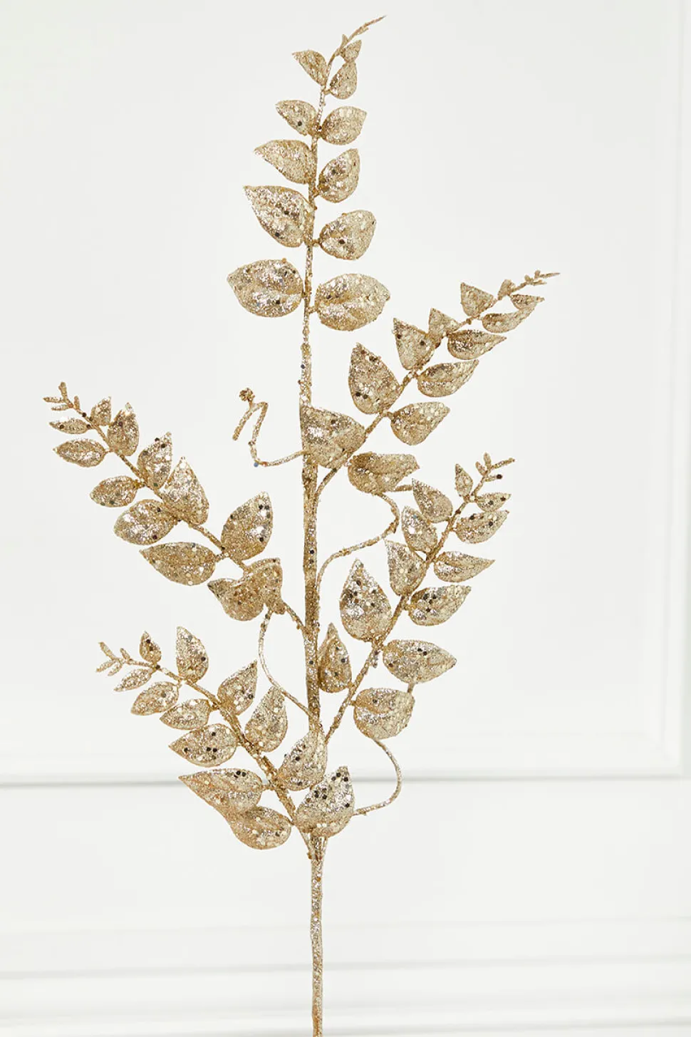 35” Champagne Glitter Leaf Spray