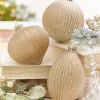 4" - 6" Champagne Glitter Ribbed Glass Ornament