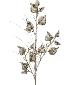 30” Champagne Glitter Sequin Rose Leaf Grass Christmas Spray