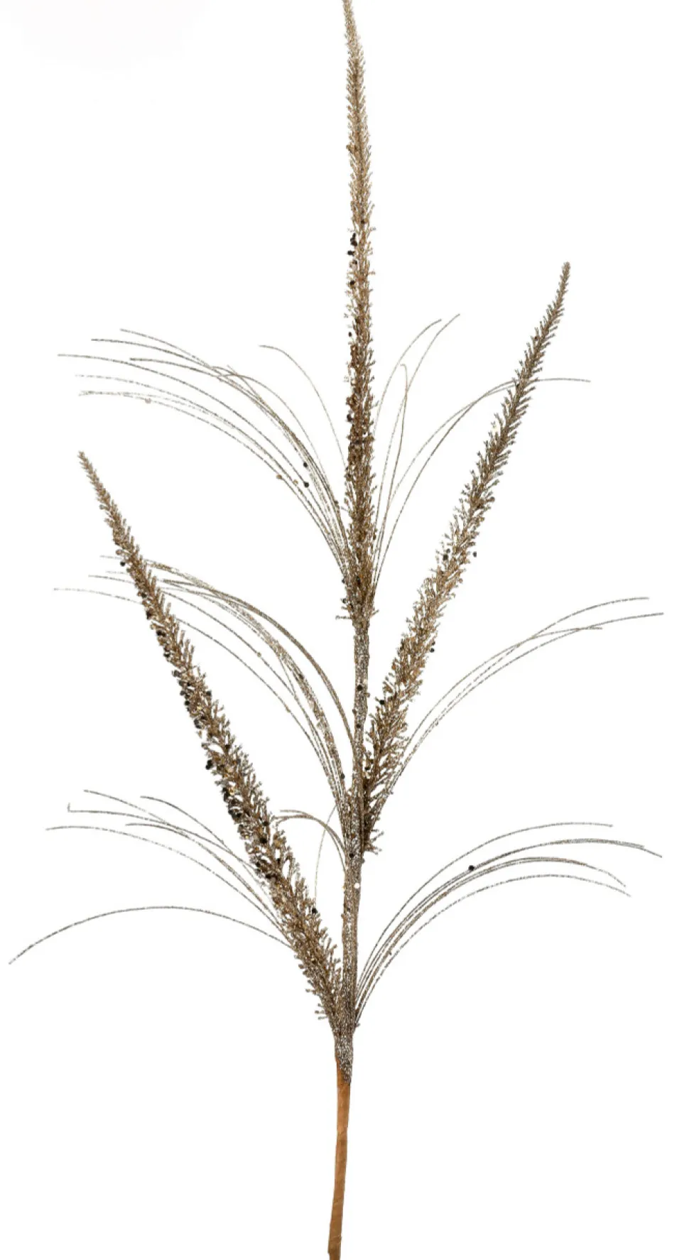 34” Champagne Glitter Triple Spike Grass Spray