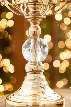 16.5" Champagne Jeweled Candle Holder