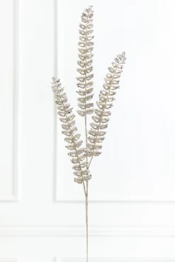 34.5” Champagne Jeweled Glitter Fern Spray