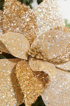 19" Champagne Metallic Poinsettia Stem