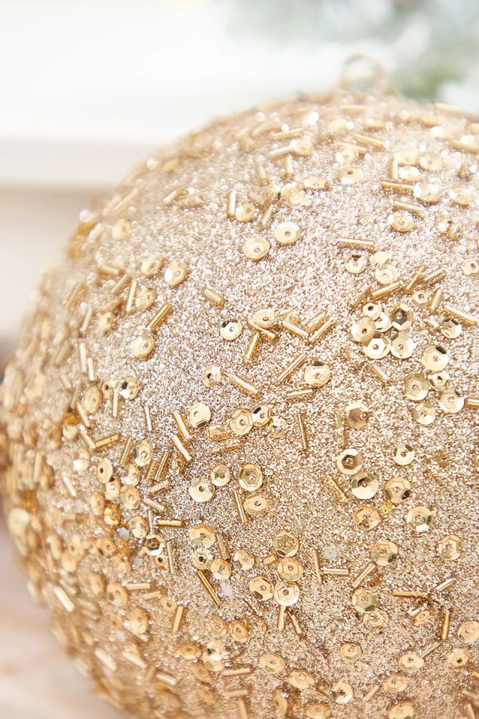 6" Champagne Sequin Glitter Ball Ornament